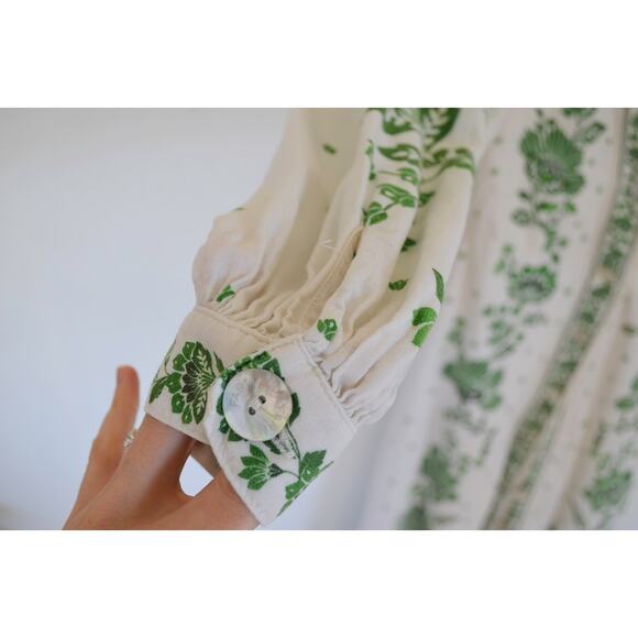 FARM Rio Forest Soul Maxi Dress Green and White Long Sleeve Medium - Picture 6 of 8